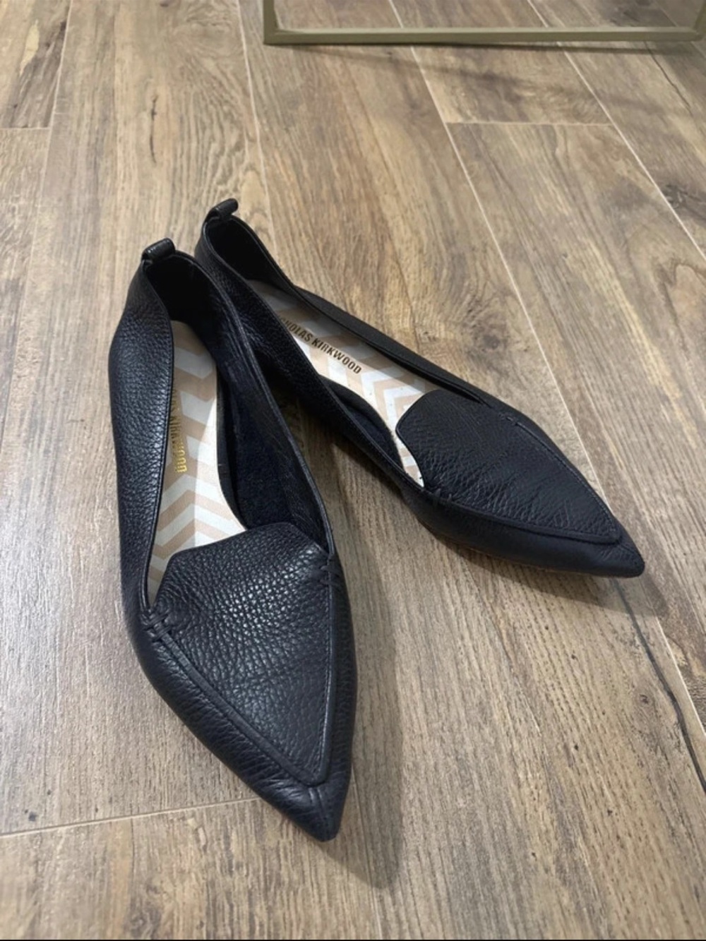 Nicholas Kirkwood Black Pointed Leather Flats